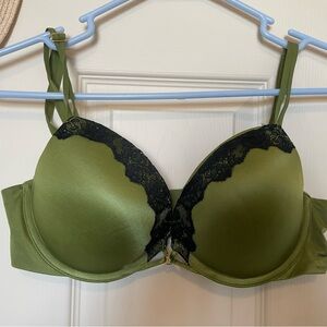 Victoria’s Secret Olive Green Lace Trim Push-Up Bra